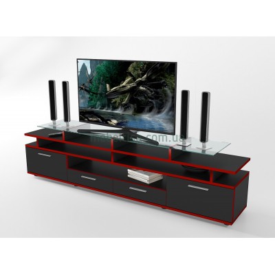 Тумба під телевізор ТБ Comfy Home Cinema чорний+червоний