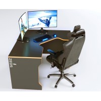 Геймерський ігровий стіл ZEUS TRON-2 чорний+оранж Геймерський ігровий стіл ZEUS TRON-2 чорний+оранж