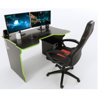 Геймерський ігровий стіл ZEUS TRON чорний+зелений