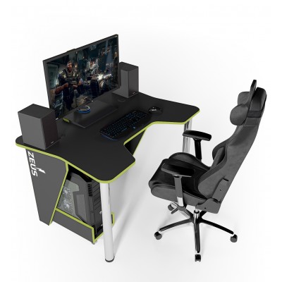 Геймерский игровой стол ZEUS IGROK-3 черный+зеленый