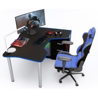 Геймерский игровой стол ZEUS IGROK-TOR черный+синий