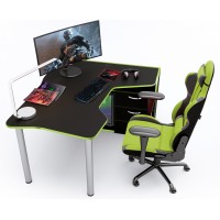 Геймерский игровой стол ZEUS IGROK-TOR черный+зеленый